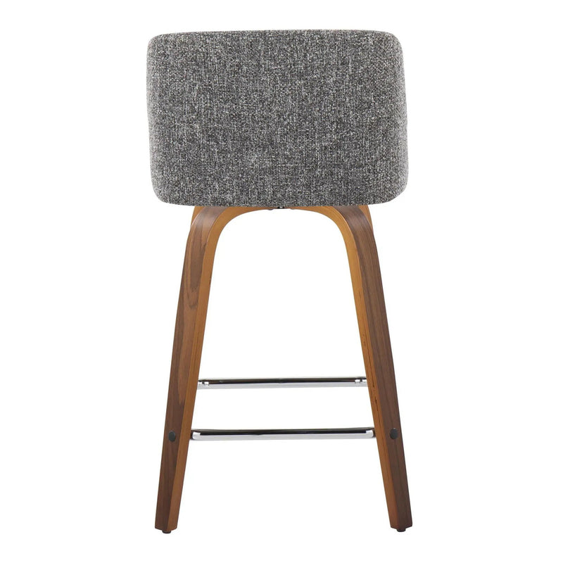 Toriano - Mid Century Modern Fixed Height Counter Stool With Swivel And Square Footrest (Set of 2) by HouseOfZazla