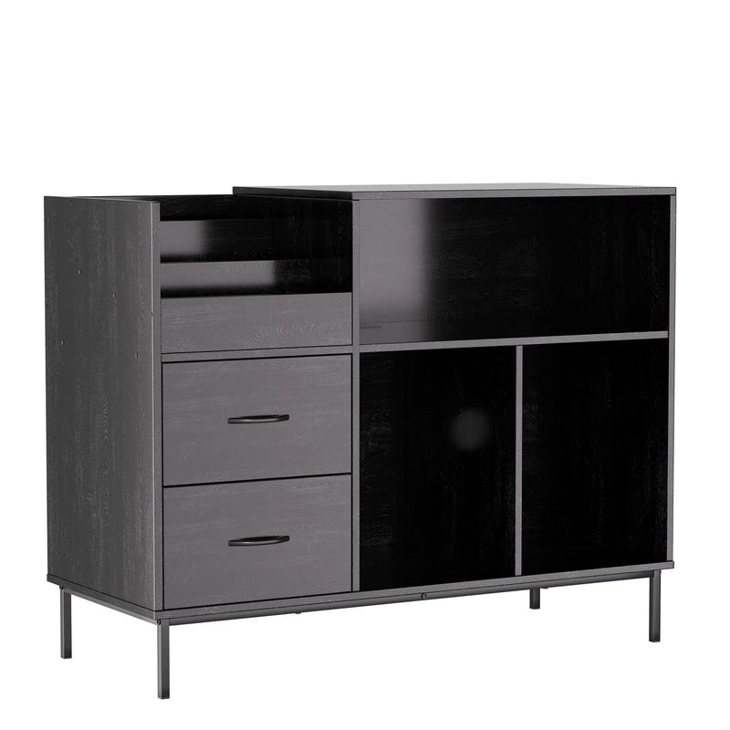Eco-Friendly Vinyl Record Player Stand With Flip-Top Storage, Media Console With Dual Outlets And Dustproof Drawers by Unique Piece Furniture