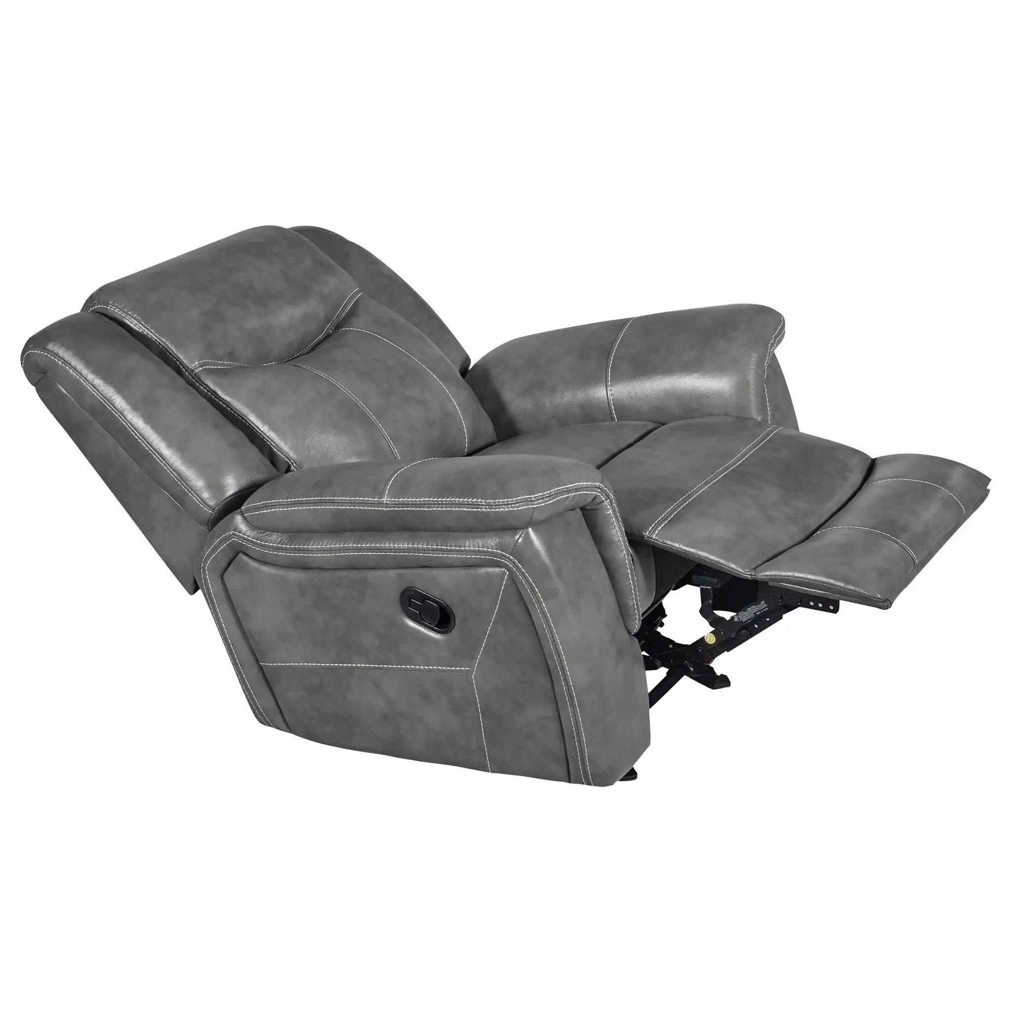 Conrad Upholstered Padded Arm Glider Recliner Grey by Unique Piece Furniture
