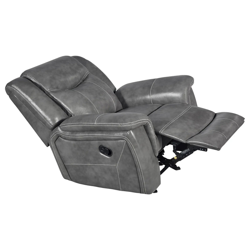 Conrad Upholstered Padded Arm Glider Recliner Grey by Unique Piece Furniture