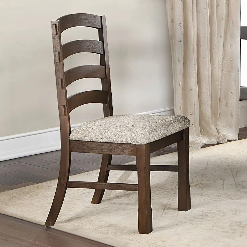 Pascaline - Side Chair (Set of 2) - Gray Fabric, Rustic Brown & Oak by Unique Piece Furniture
