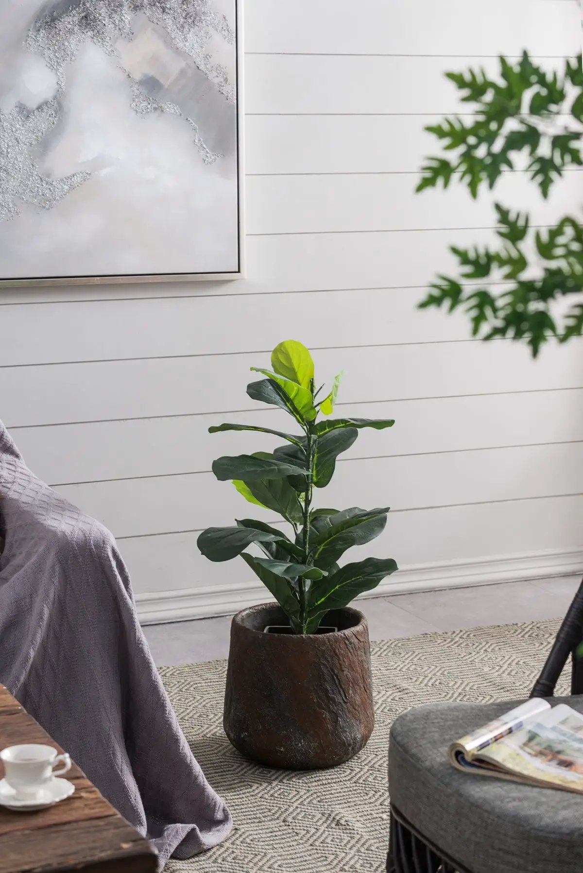 12.6x12.6x11.8" Cement Planter Small, Indoor Outdoor Garden Functional Decor by HouseOfZazla