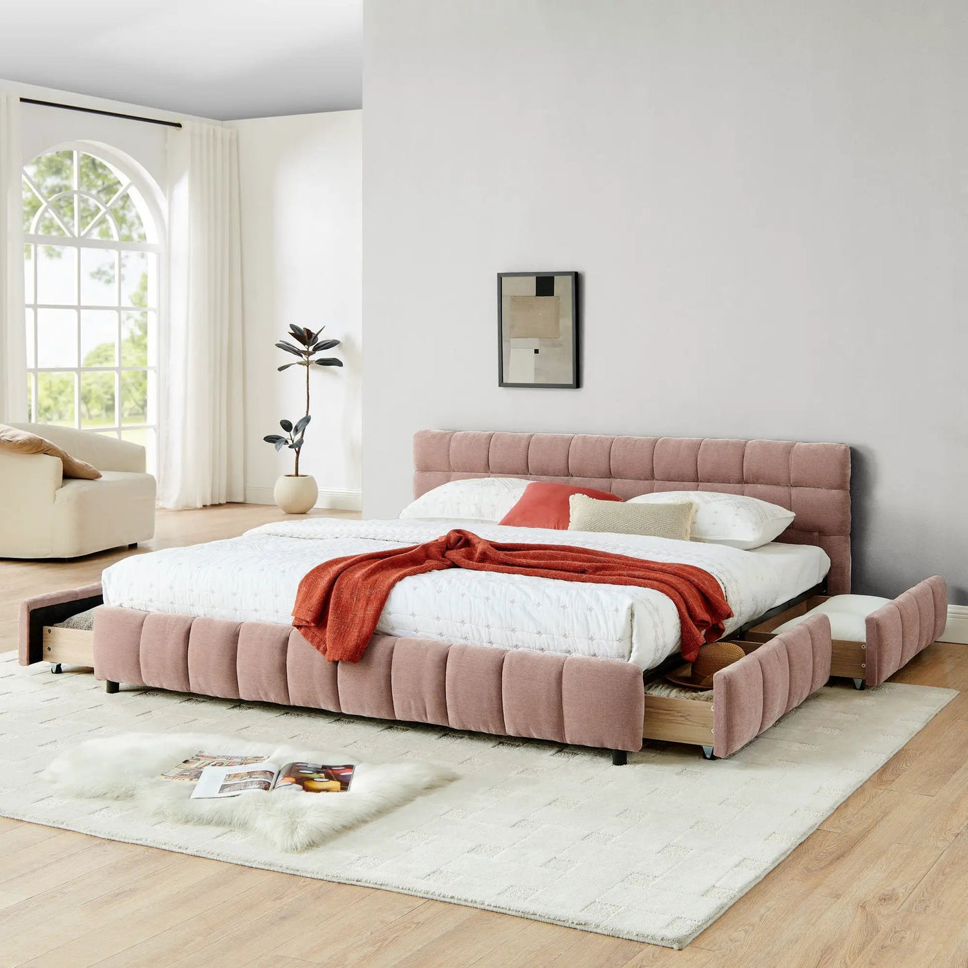 Modern Platform Bed Frame With Thick Fabric by Unique Piece Furniture