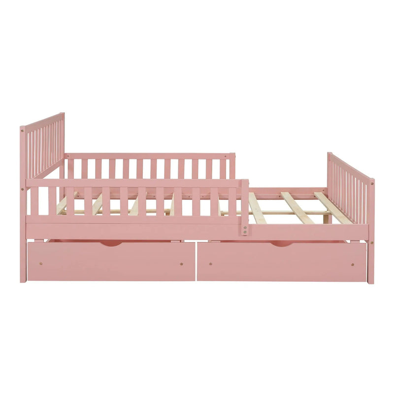 Platform Bed With Guardrails On Both Sides And 2 Storage Drawers by Unique Piece Furniture