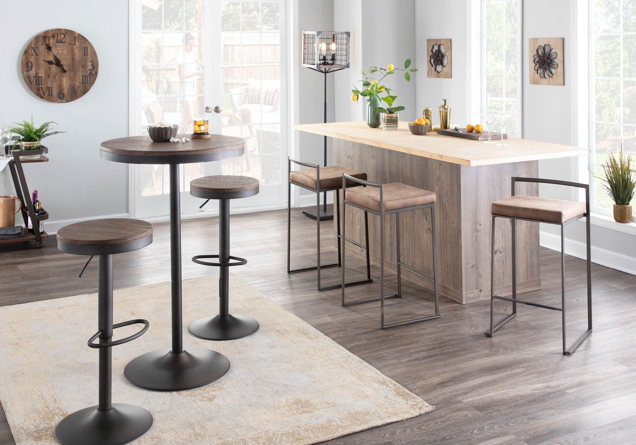 Dakota - Industrial Design Adjustable Barstool (Set of 2) by HouseOfZazla