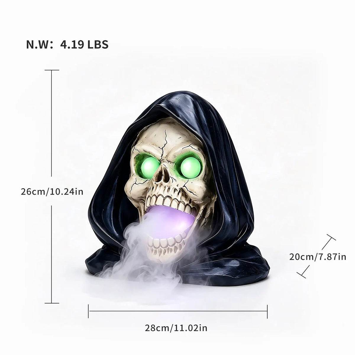 Halloween Grim Reaper Skull Statue with LED Light by HouseOfZazla