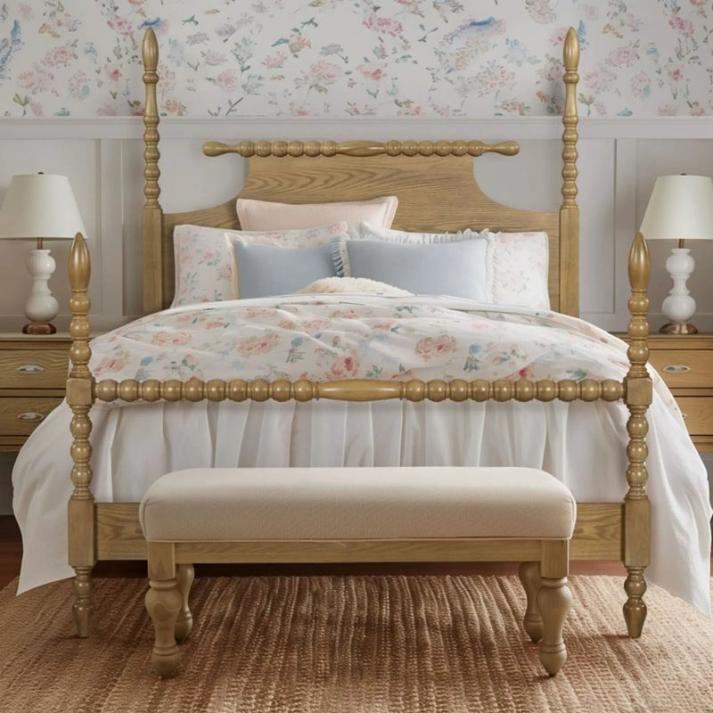 Queen Bed Turned Legs - Natural by Unique Piece Furniture