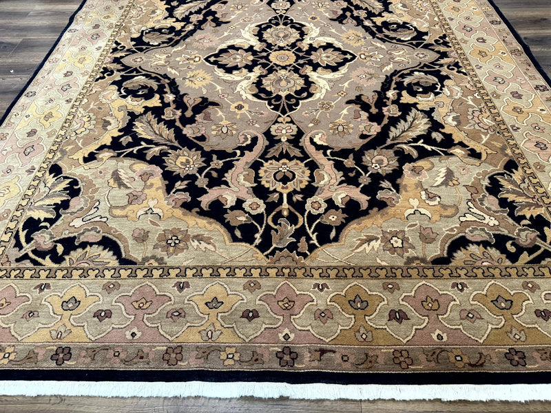 Handmade Wool Rug 8x10, Black & Dark Beige, Nourison, Traditional Rug by Jewel Rugs