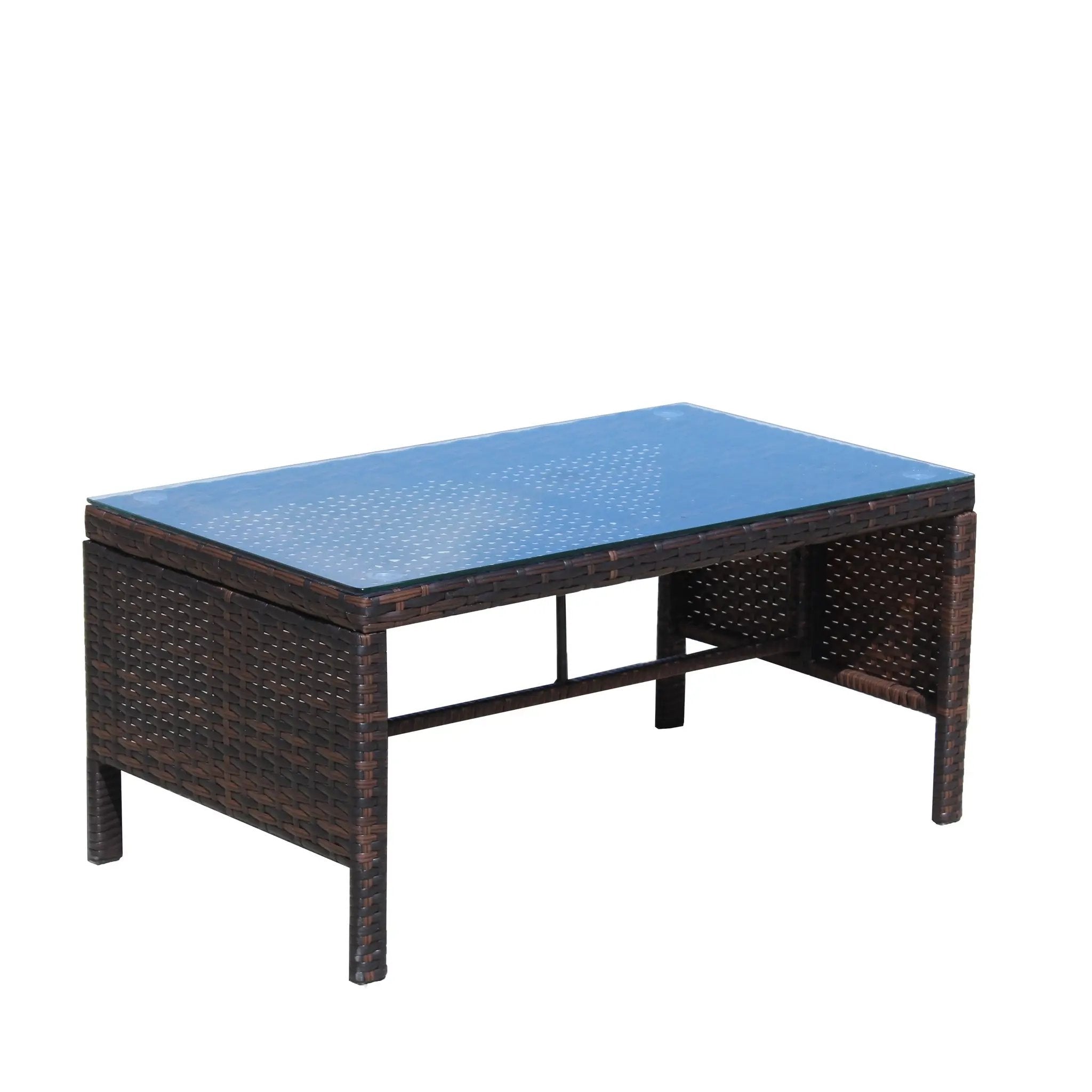 Outdoor Patio Furniture 3-Piece Conversation Set with Wicker Rattan Sectional Sofa by HouseOfZazla