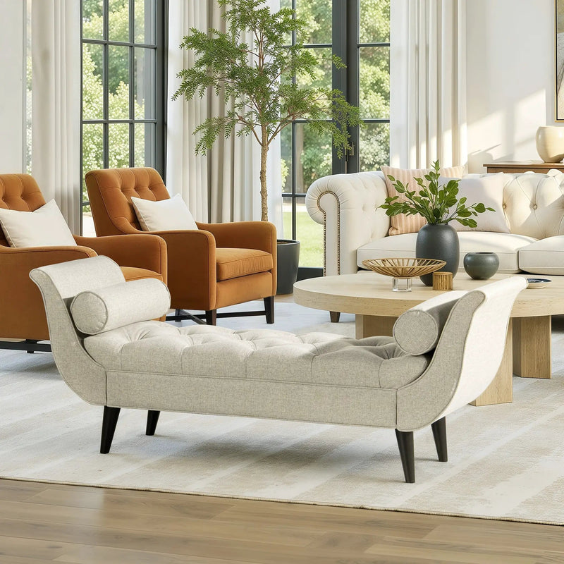 Alma Tufted Flared Arm Entryway Bench by HouseOfZazla