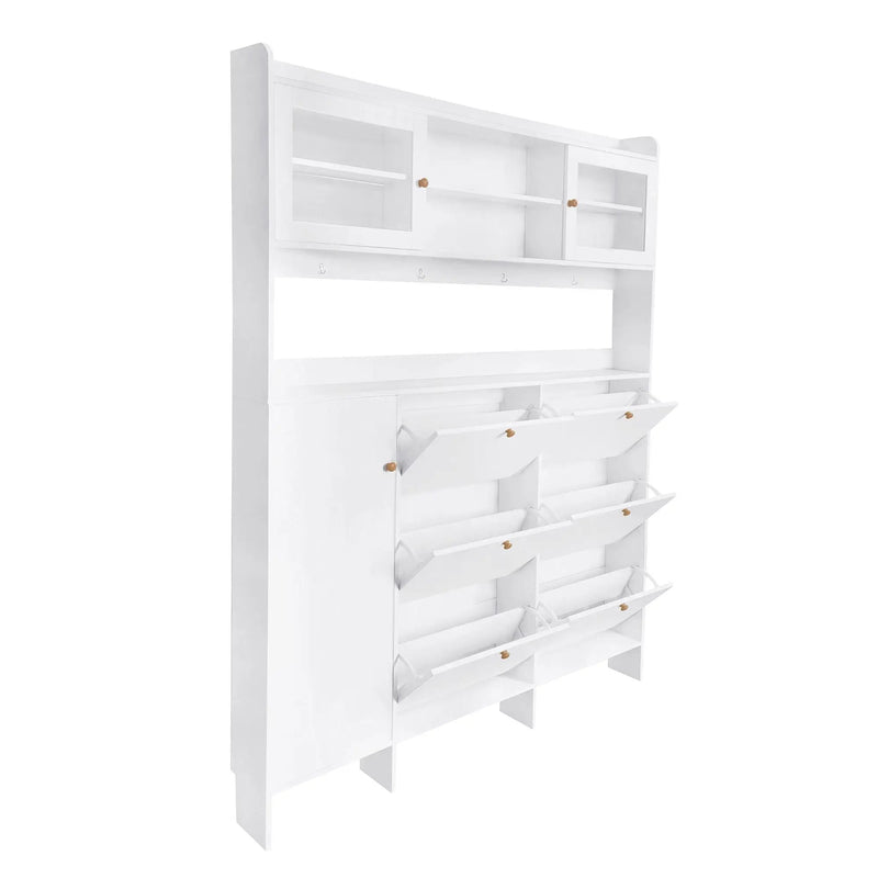 On Trend Multifunctional Tipping Bucket Shoe Cabinet With Storage Shelf & 6 Flip Drawers by HouseOfZazla