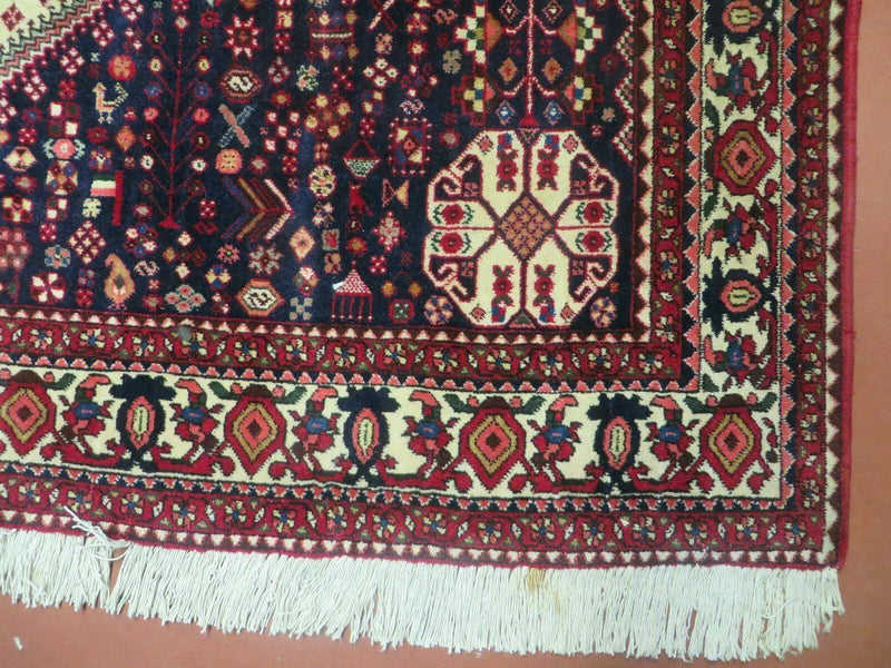 7' X 10' Vintage Handmade Indian Floral Wool Rug Hand Knotted Carpet Ivory Red by Jewel Rugs