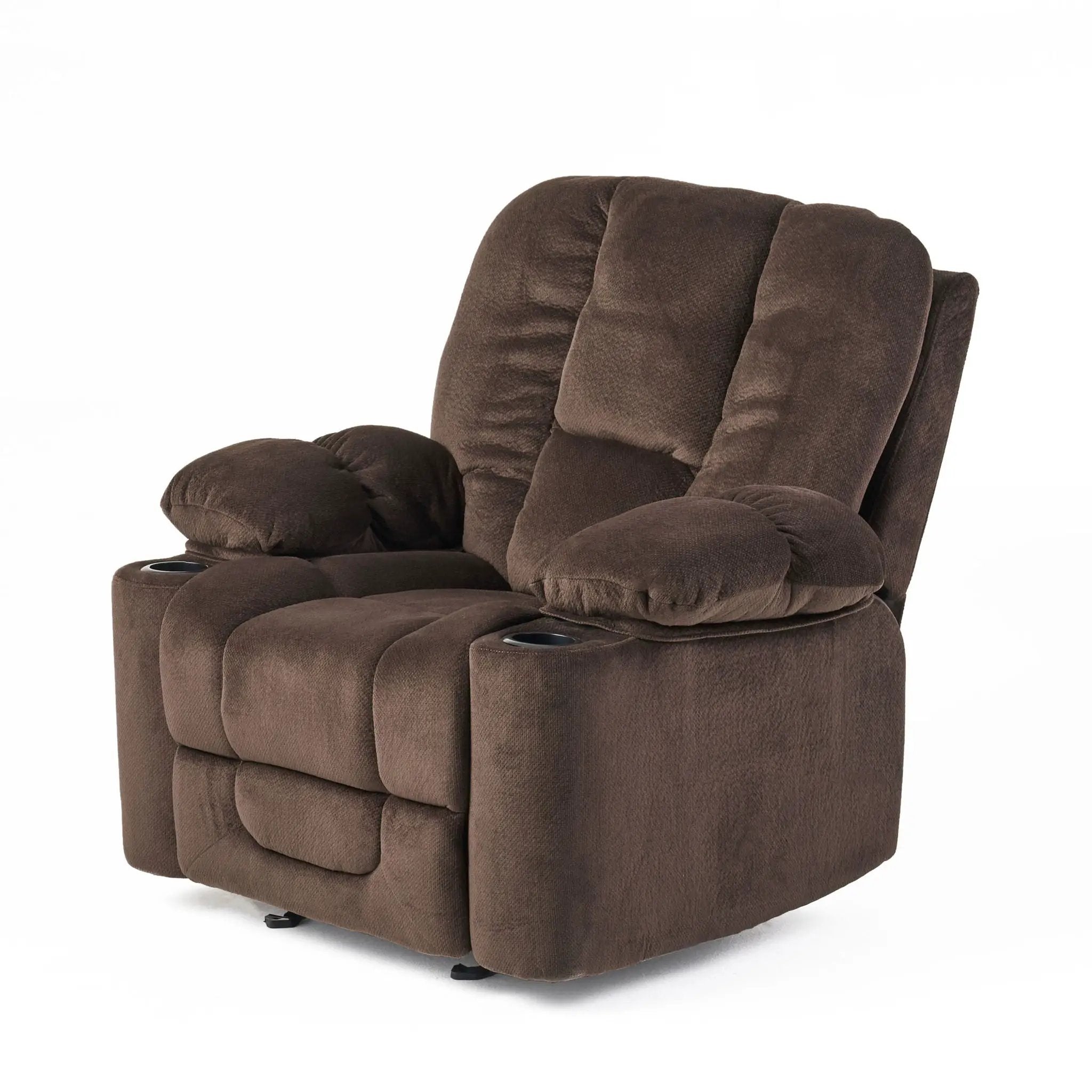 Luxurious Manual Recliner Chair With Skin-Friendly Fabric And Dual Cup Holders by Unique Piece Furniture