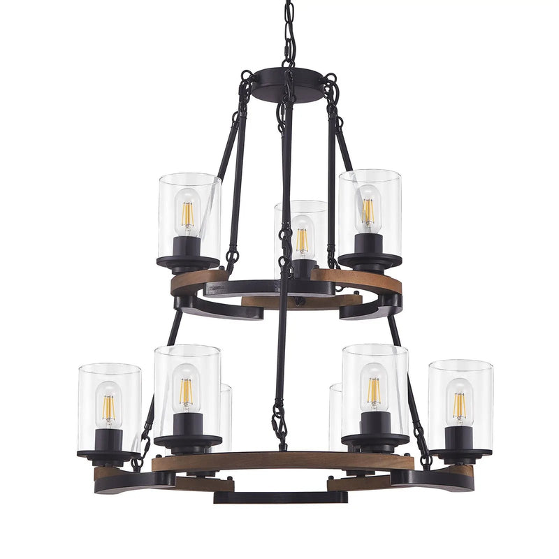 9-Light Vintage Wagon Wheel Chandelier by HouseOfZazla