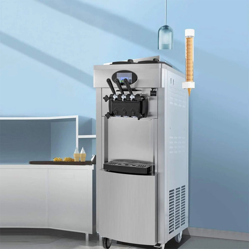 53-Inch Freestanding 3-Flavors Commercial Soft Serve Yogurt Ice Cream Machine Maker With Auto Clean (SAK74031) by SAKSBY WHOLESALE