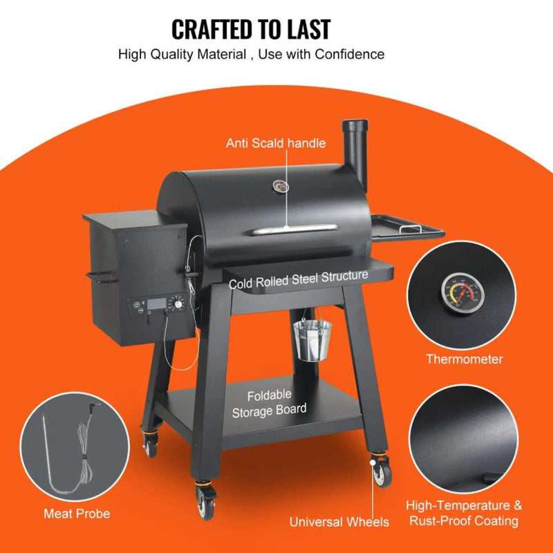 53-Inch Heavy-Duty Portable Wood Pellet BBQ Grill With Cart (SAK93641) by SAKSBY WHOLESALE