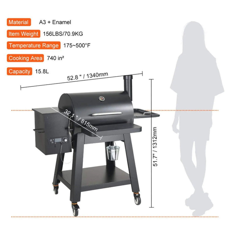 53-Inch Heavy-Duty Portable Wood Pellet BBQ Grill With Cart (SAK93641) by SAKSBY WHOLESALE