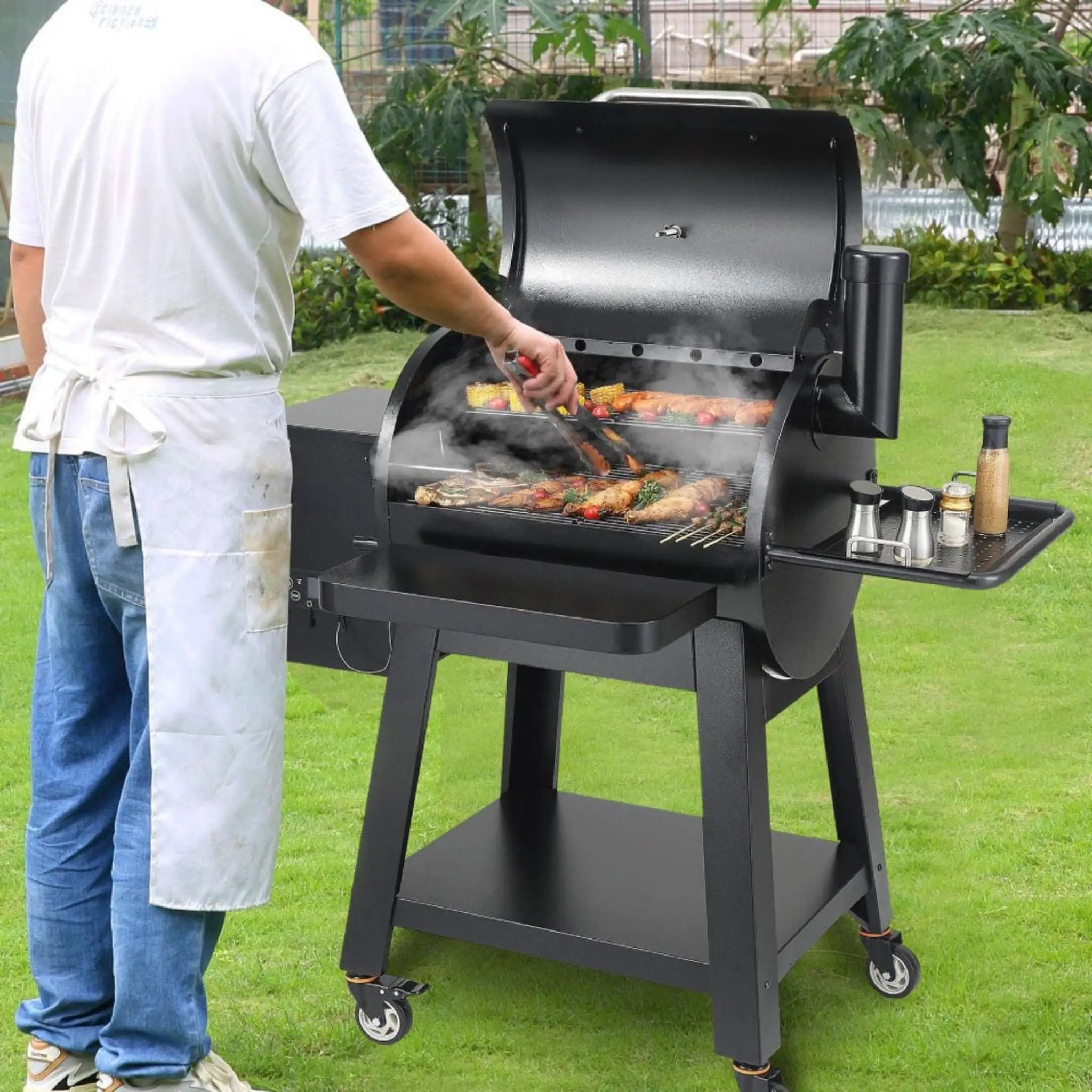 53-Inch Heavy-Duty Portable Wood Pellet BBQ Grill With Cart (SAK93641) by SAKSBY WHOLESALE