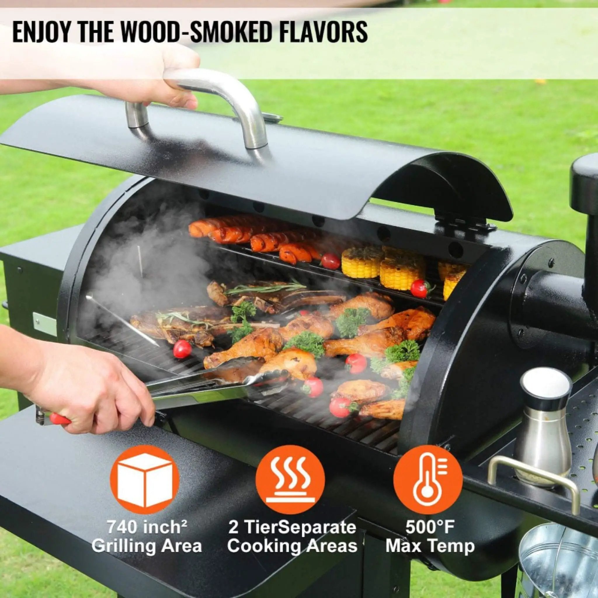53-Inch Heavy-Duty Portable Wood Pellet BBQ Grill With Cart (SAK93641) by SAKSBY WHOLESALE