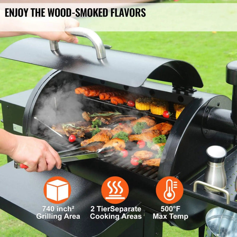 53-Inch Heavy-Duty Portable Wood Pellet BBQ Grill With Cart (SAK93641) by SAKSBY WHOLESALE