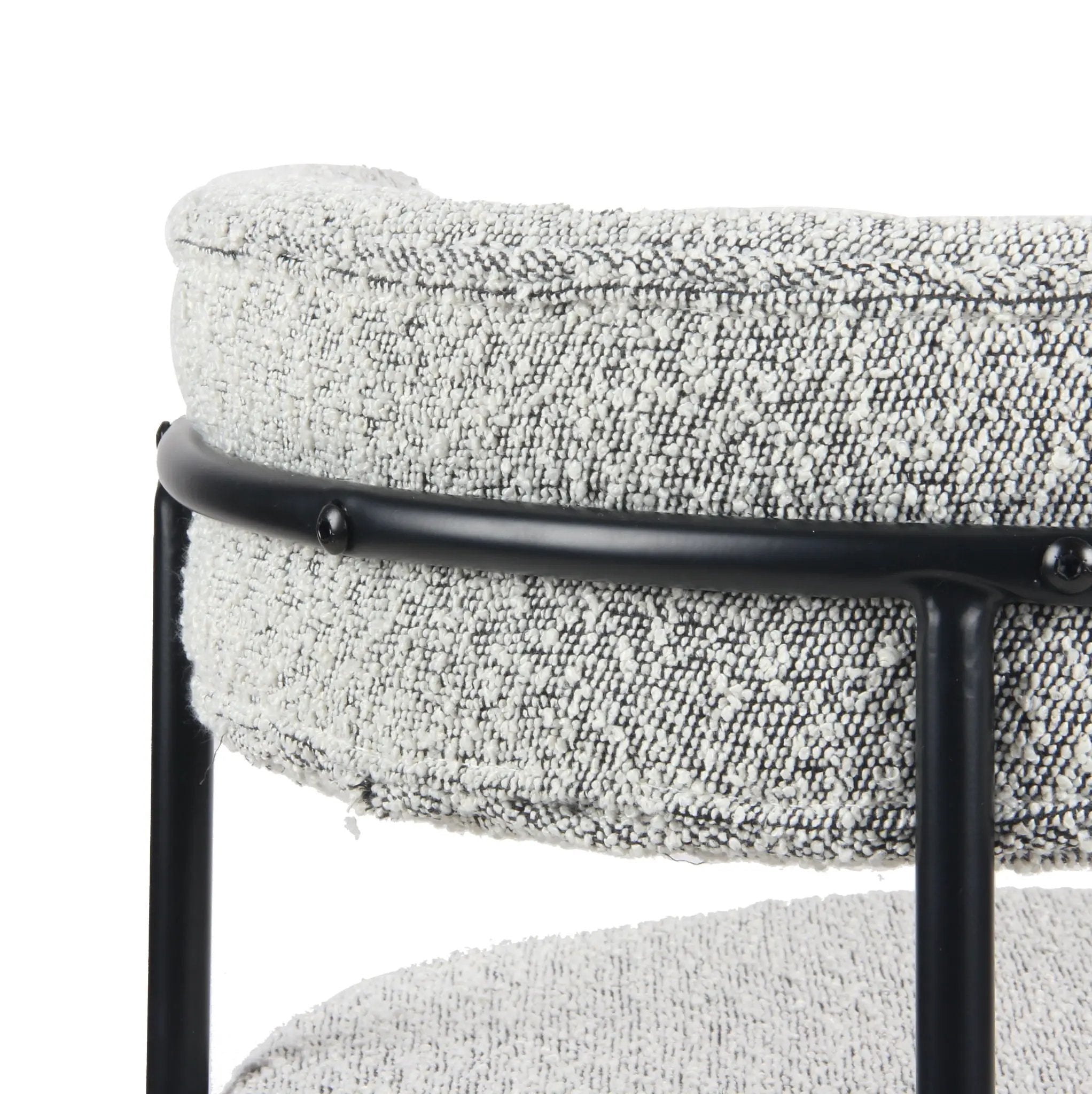 Burbank - Modern Round Boucle Dining Chairs (Set of 2) - Black / White by HouseOfZazla