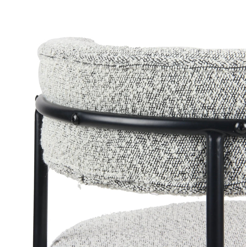 Burbank - Modern Round Boucle Dining Chairs (Set of 2) - Black / White by HouseOfZazla