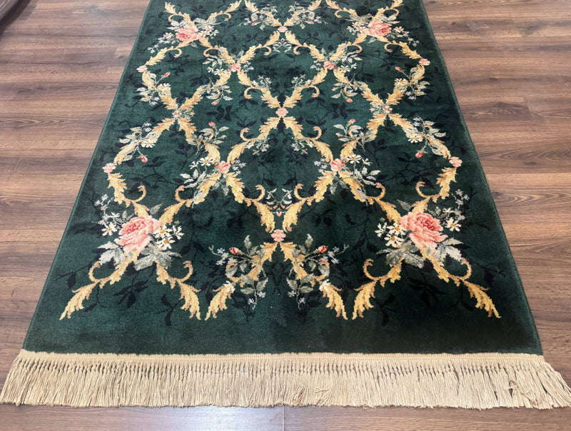 Karastan Garden of Eden Rug 4x6, Green Savonnerie 509/1733, Original Discontinued Vintage Karastan Carpet by Jewel Rugs