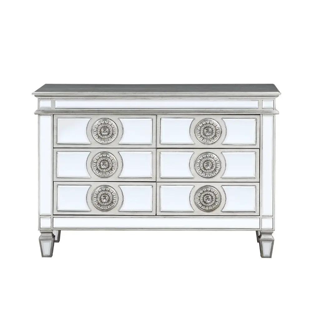 Varian - 34" Server - Mirrored & Antique Platinum by Unique Piece Furniture