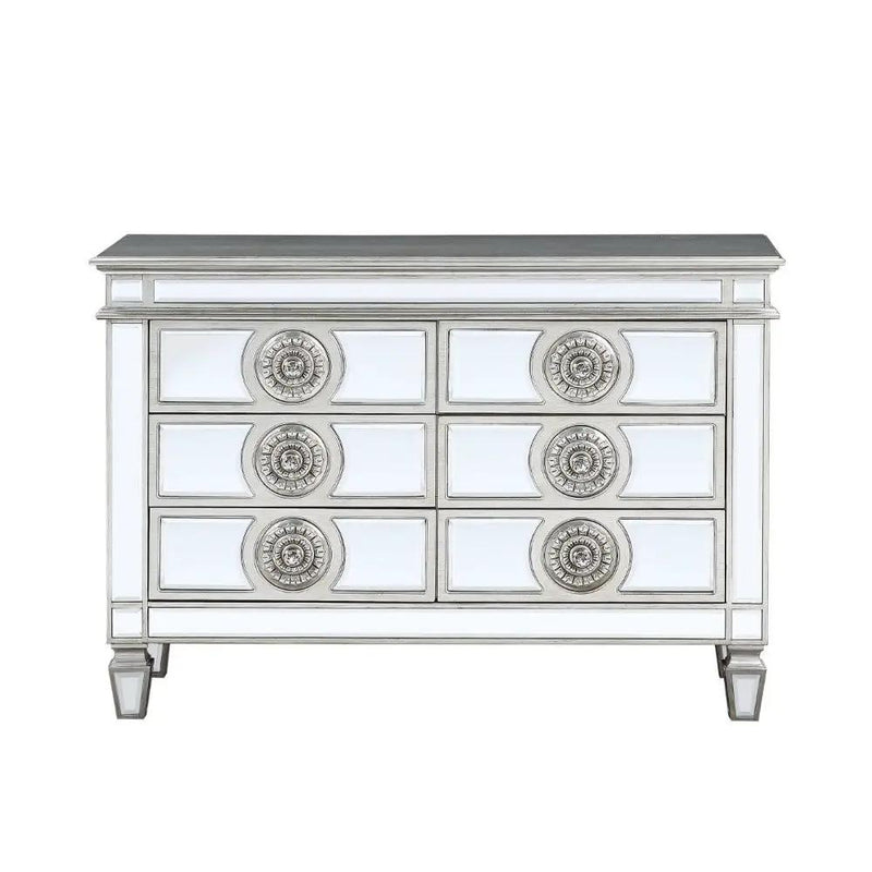 Varian - 34" Server - Mirrored & Antique Platinum by Unique Piece Furniture