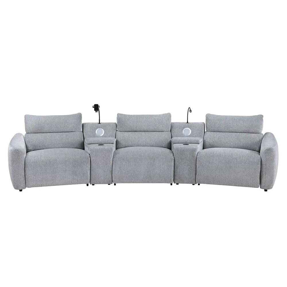 Fullar - RAF Modular Power Motion Recliner - Light Gary Chenille by Unique Piece Furniture