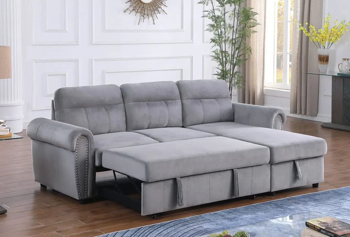 Ashton - Reversible Sleeper Sectional Sofa Chaise by HouseOfZazla