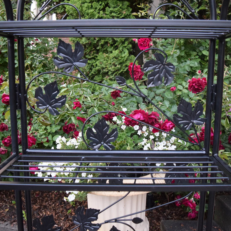 4-Tier Black Bakers Rack Plant Stand with Leaves by Sharicks
