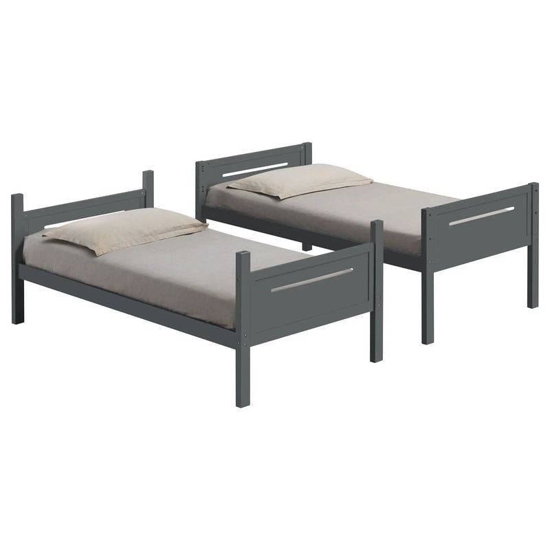 Littleton Wood Twin Over Twin Bunk Bed Grey by Unique Piece Furniture