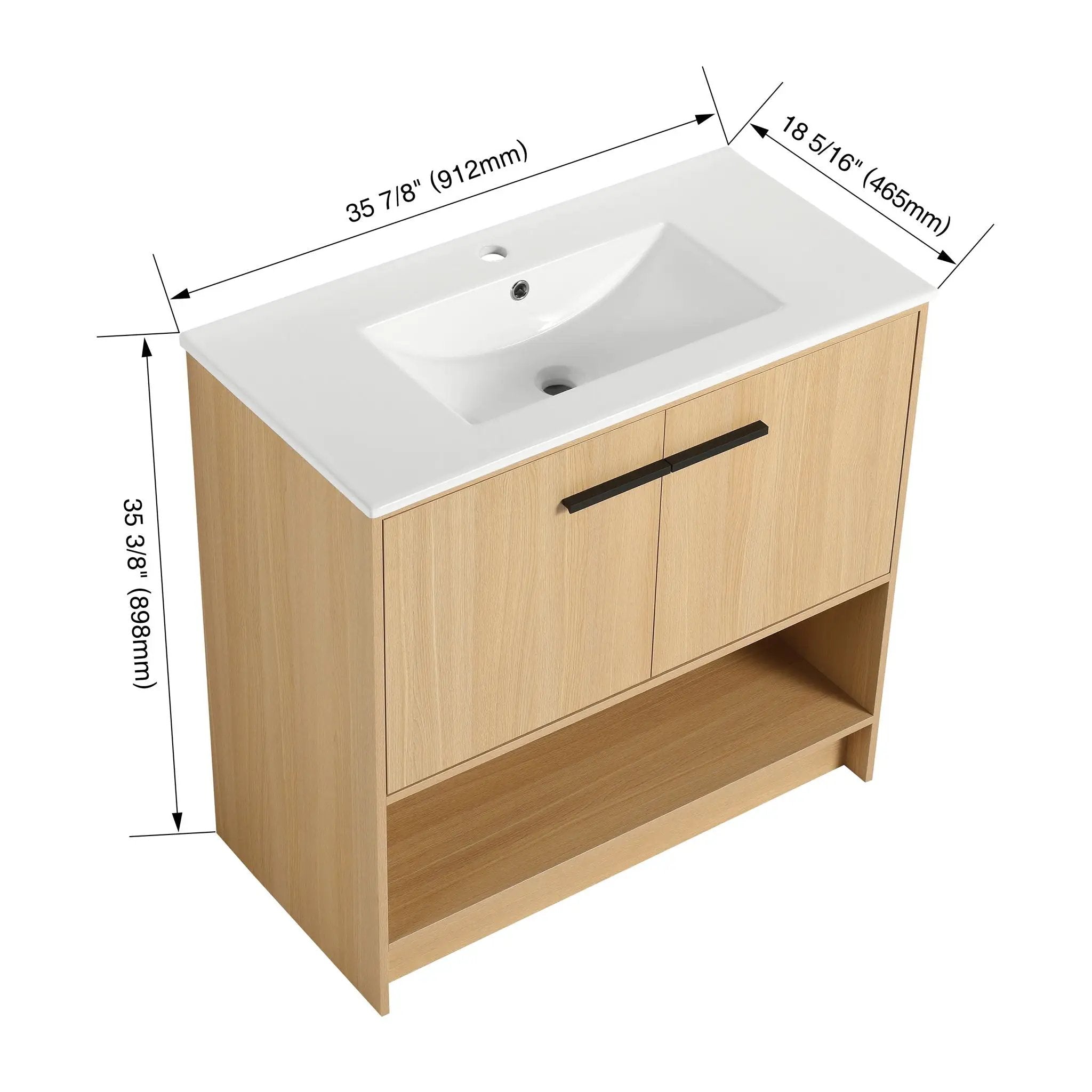 Modern Bathroom Vanity With Ceramic Sink, Freestanding Cabinet, Soft Closing Doors by Unique Piece Furniture