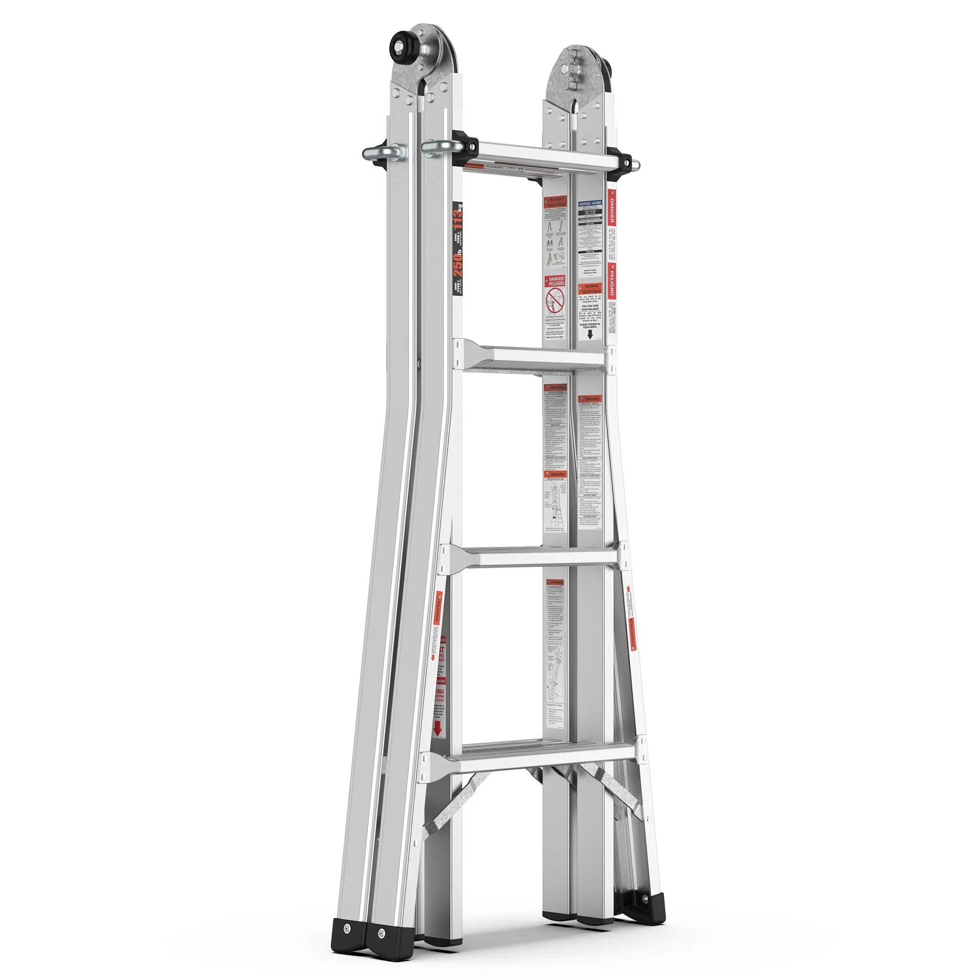Multi-Position Foldable Aluminum Ladder, A-Frame And Straight Ladder, Ansi 250Lbs - Gray by HouseOfZazla