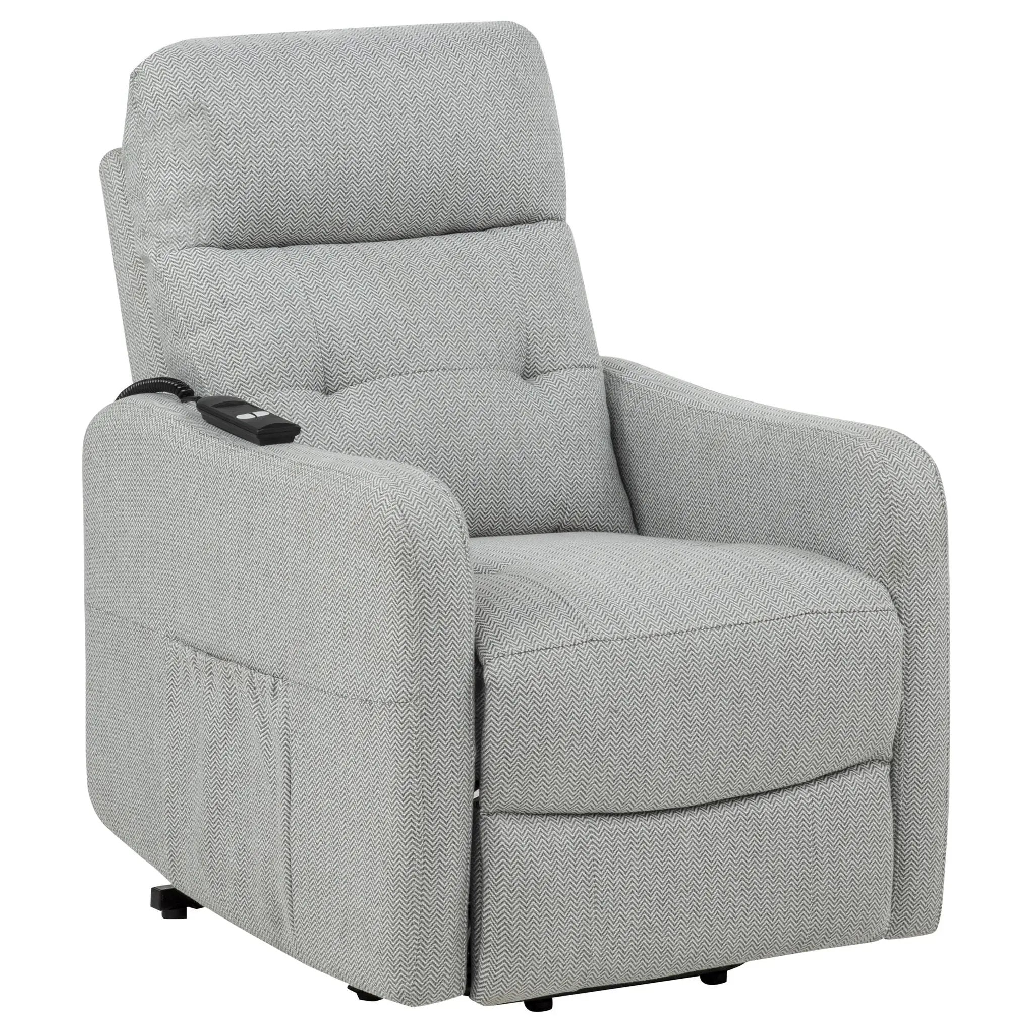 Dayes Upholstered Power Lift Recliner Chair Light Grey by Unique Piece Furniture