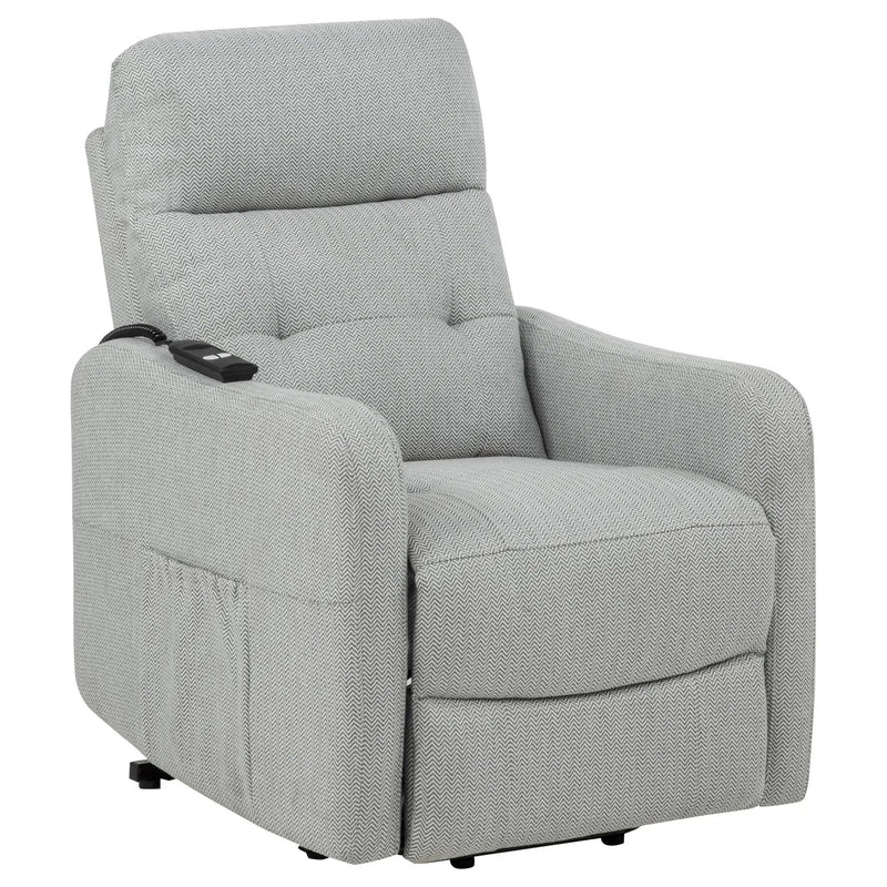 Dayes Upholstered Power Lift Recliner Chair Light Grey by Unique Piece Furniture