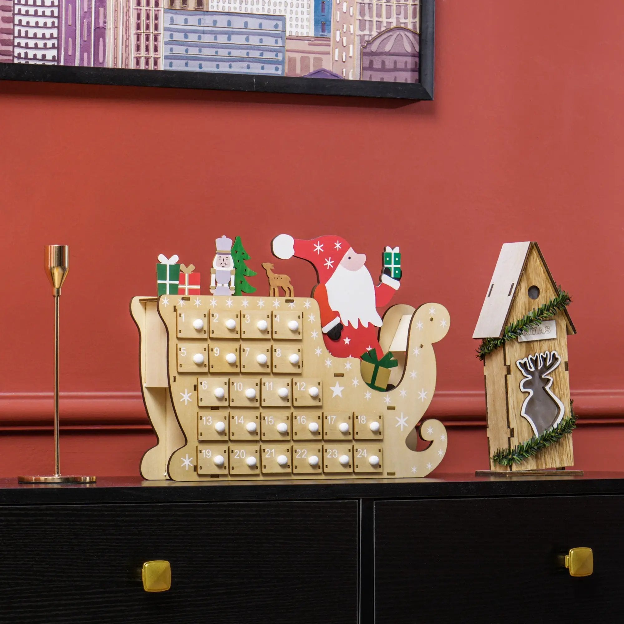 HOMCOM Christmas Advent Calendar with 24 Countdown Drawers by HouseOfZazla