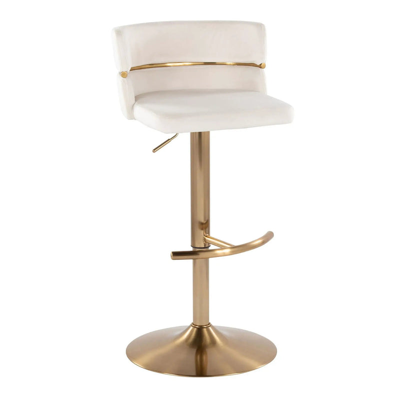 Cinch - Glam / Art Deco Adjustable Barstool With Swivel With Rounded T Footrest (Set of 2) by Unique Piece Furniture