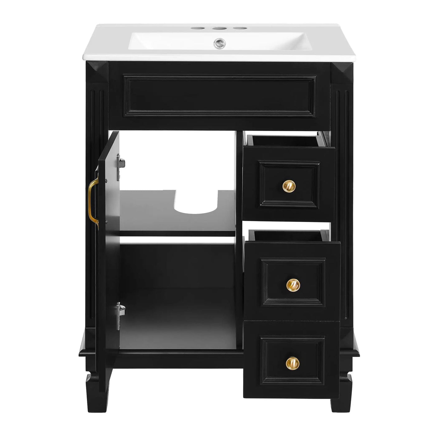 Bathroom Vanity With Sink, Compact Cabinet & 2 Drawers by HouseOfZazla
