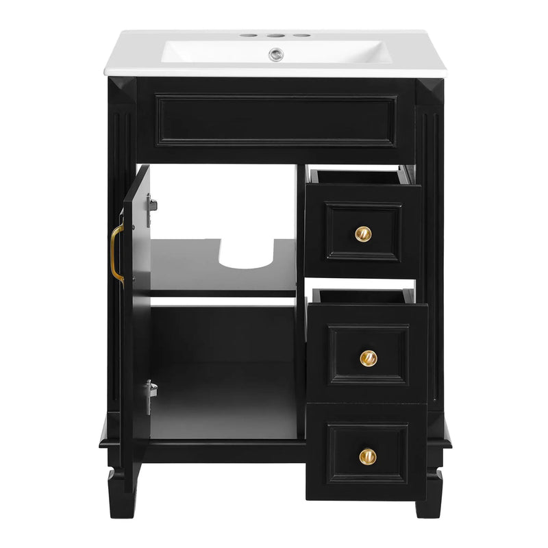 Bathroom Vanity With Sink, Compact Cabinet & 2 Drawers And Adjustable Shelf by Unique Piece Furniture