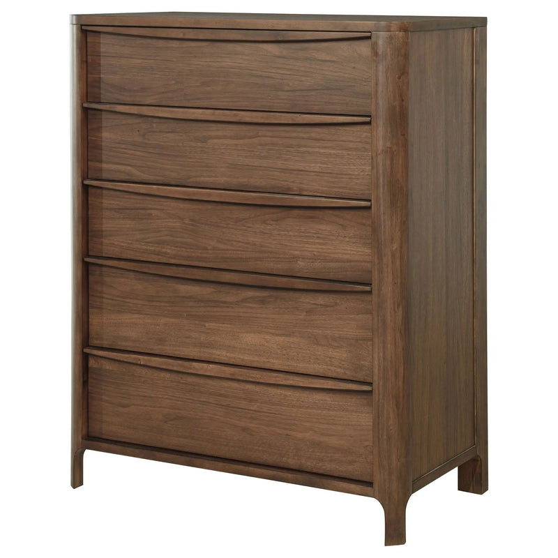 Verona - 5 Drawer Chest With - Walnut by HouseOfZazla