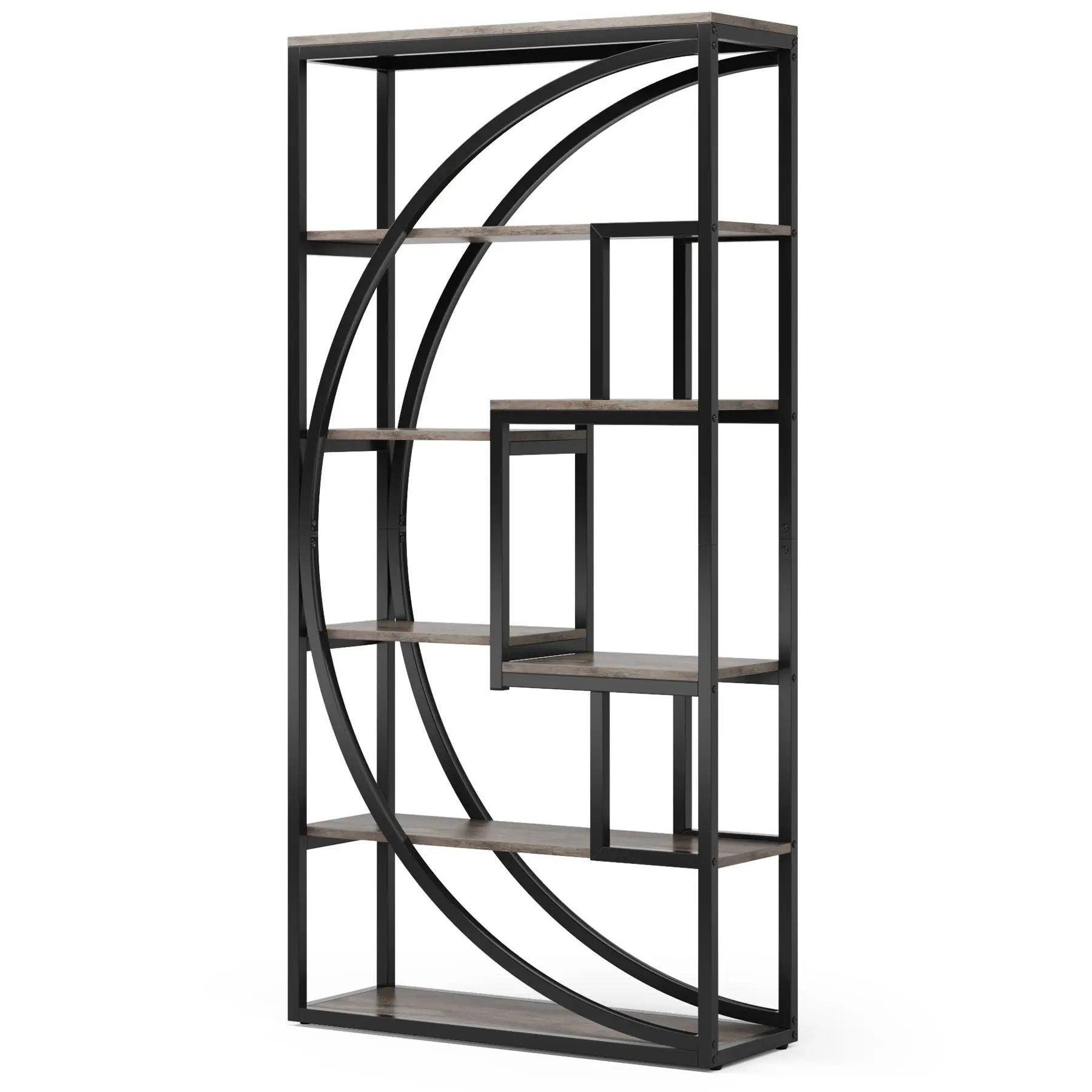 5 Tier Etagere Bookshelf With 8 Open Shelves Organizer For Living Room by HouseOfZazla