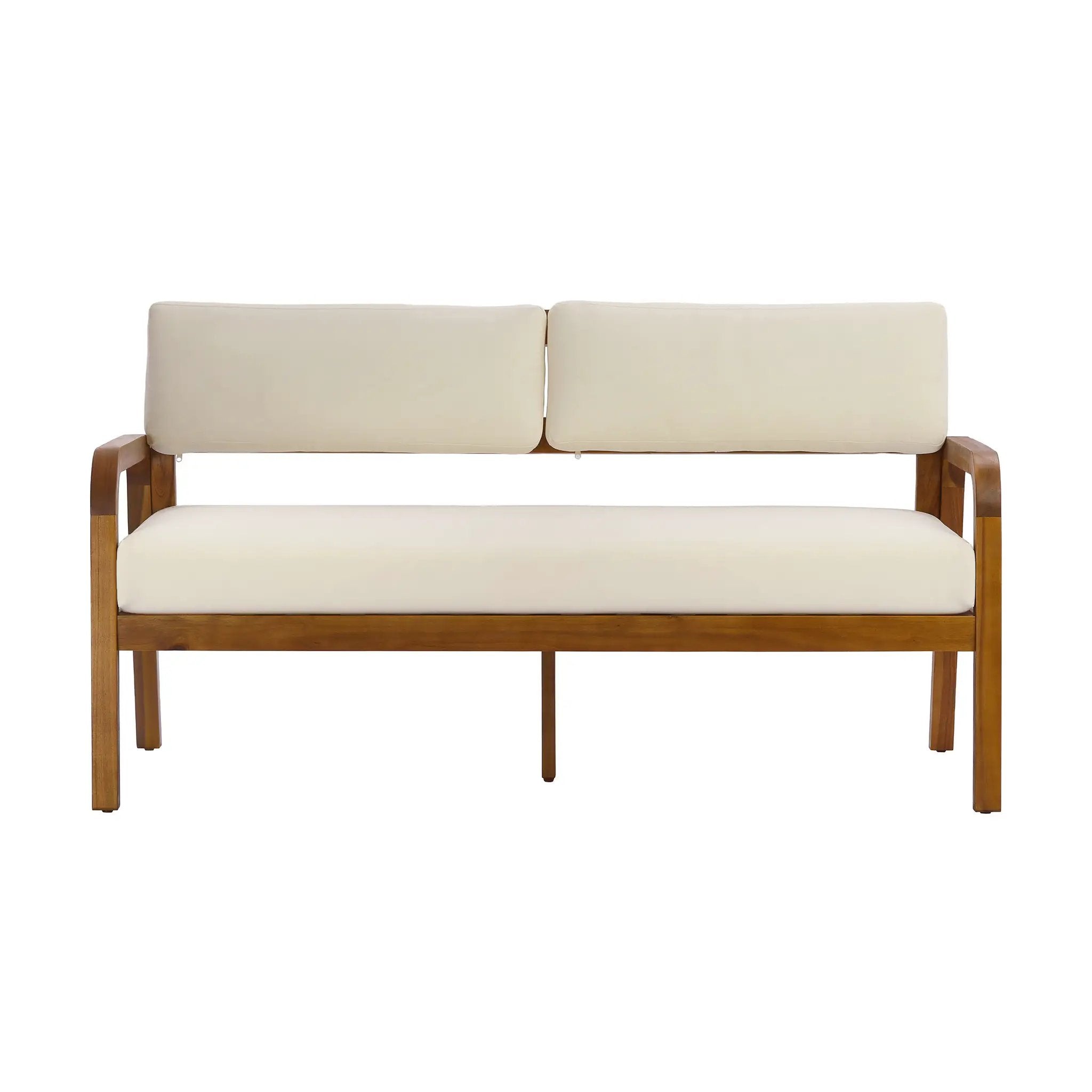 2-Pieces Outdoor Sofa Set with Cushions Teak Acacia Wood by HouseOfZazla