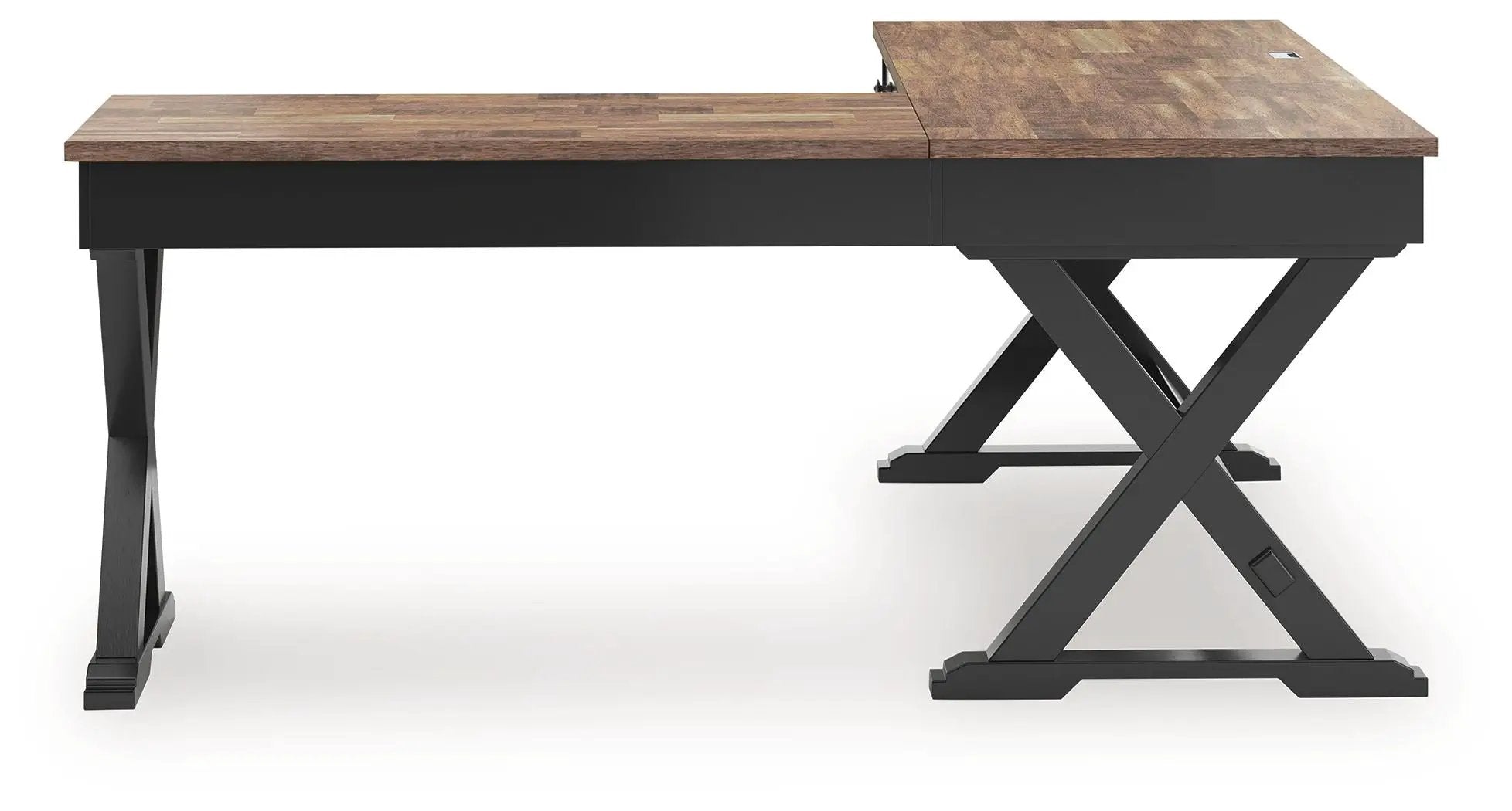 Wildenauer - 4 Pc. - Home Office Desk And Return, Swivel Desk Chair, Bookcase - Brown / Black by Unique Piece Furniture
