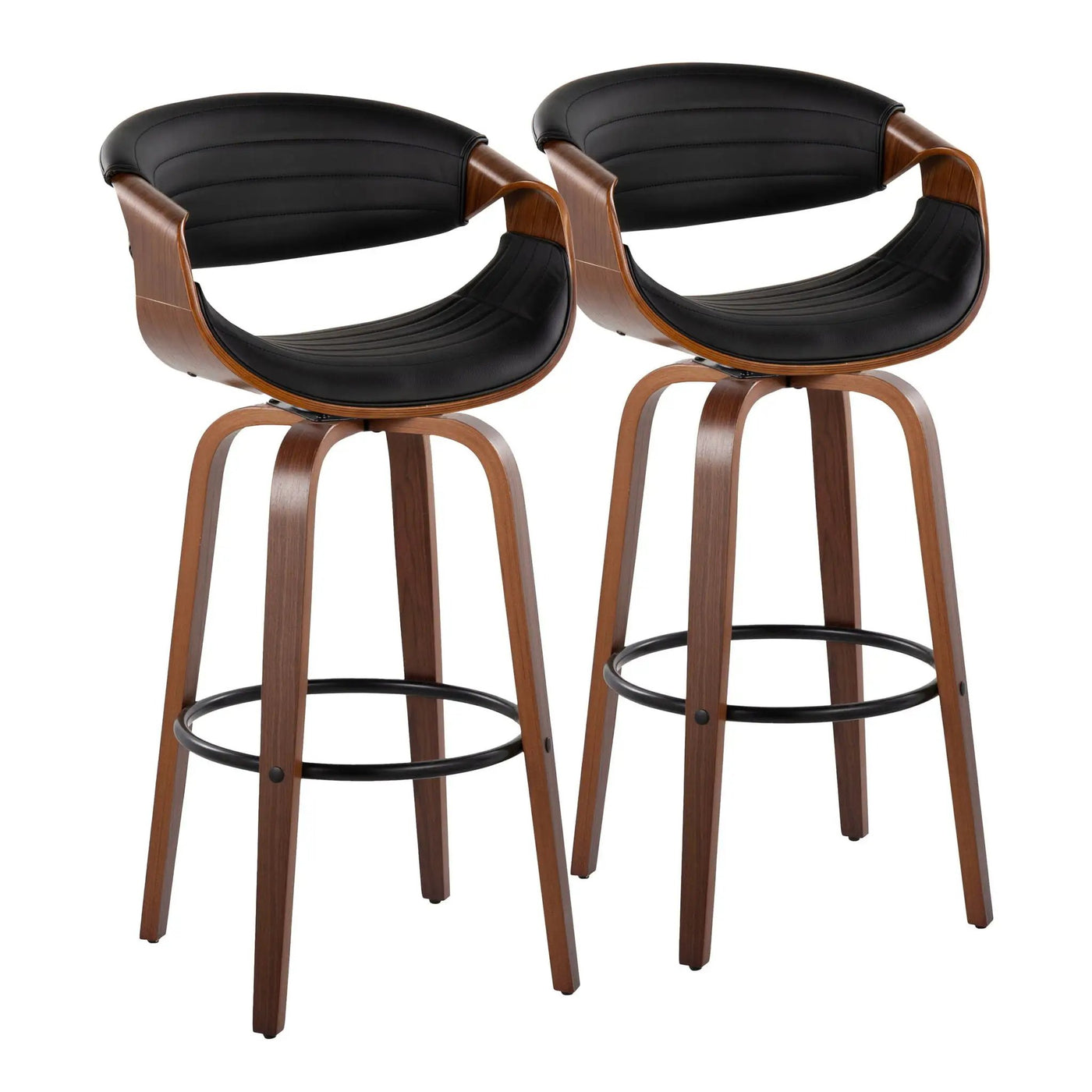Symphony - Mid Century Modern Fixed Height Barstool With Swivel And Round Footrest (Set of 2) by HouseOfZazla
