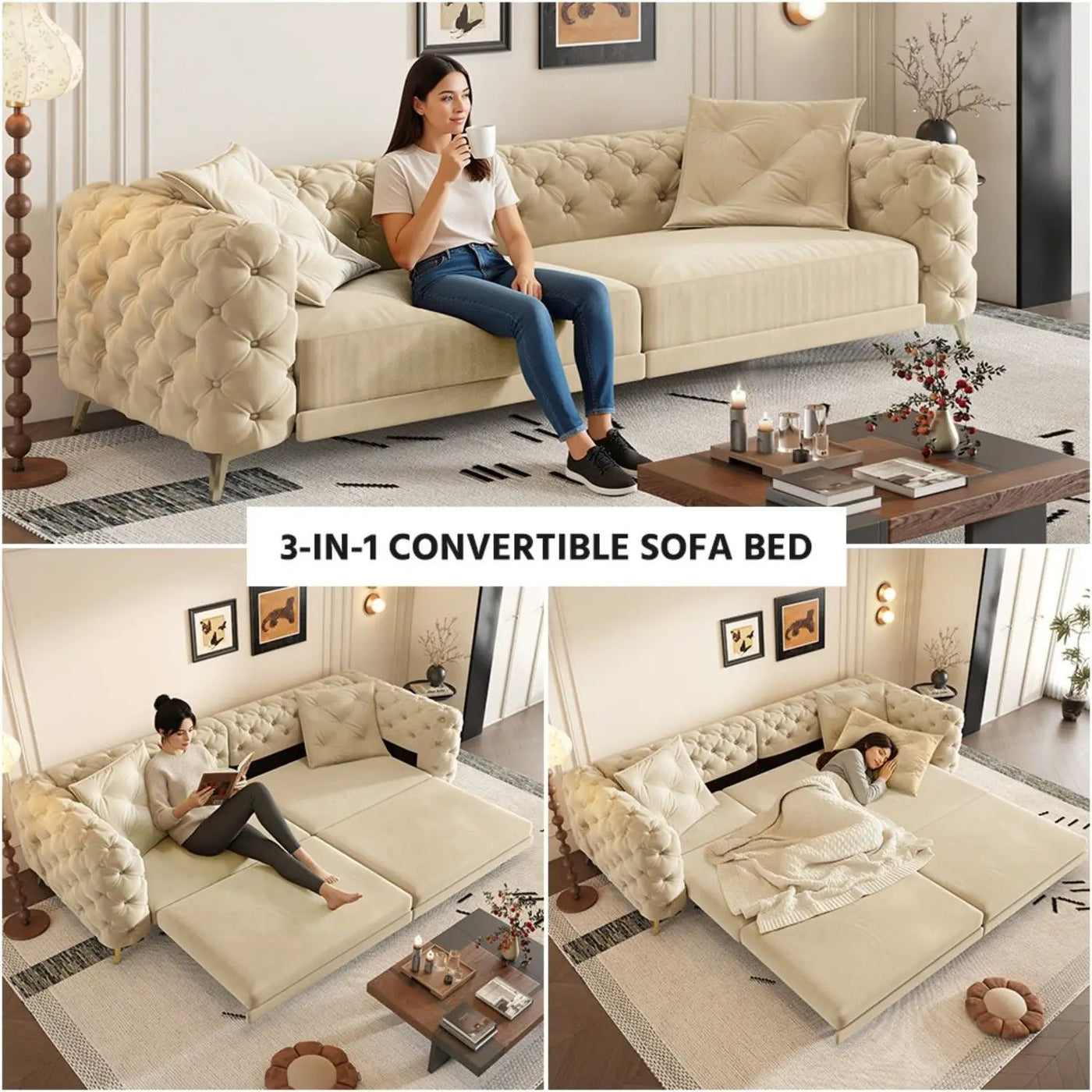 3-In-1 Convertible Sleeper Sofa by HouseOfZazla