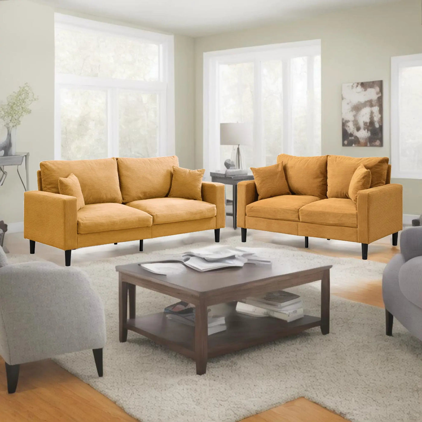 Modern Upholstered 2 Piece Sofa Set With 3 Seater And 2 Seater by Unique Piece Furniture