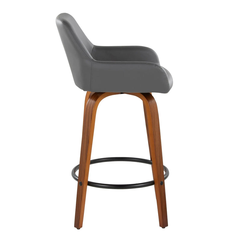 Daniella - Contemporary Fixed Height Counter Stool With Swivel With Round Footrest (Set of 2) by HouseOfZazla