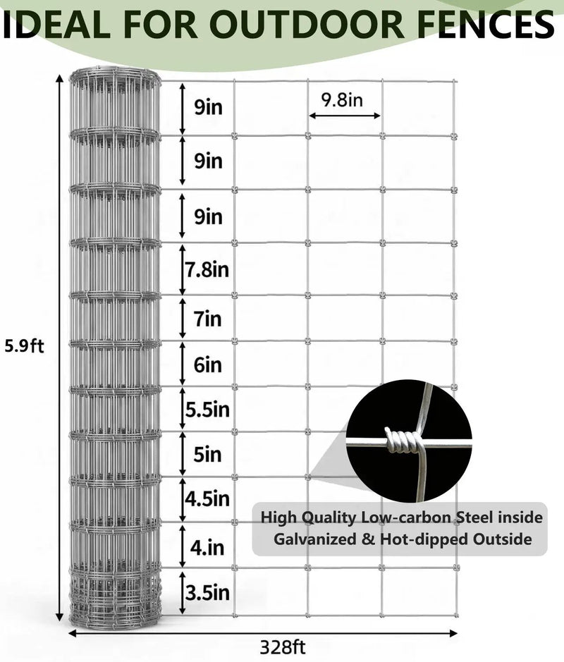 Farm Livestock Fence - 5.9 x 328FT Galvanized Iron Wire by HouseOfZazla